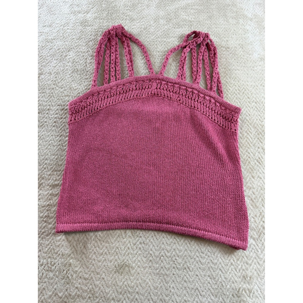 Eva Mendes New York & Company Pink Knit Cami Top Braided Straps Medium CN090061